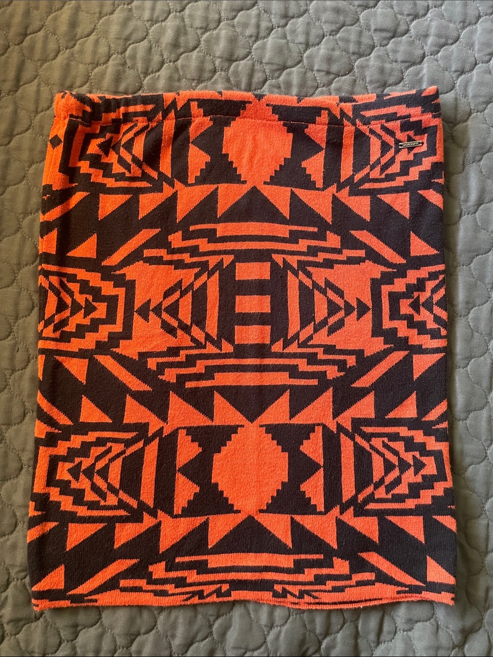 Vintage Volcom Orange and Black Aztec Knit Mini Skirt